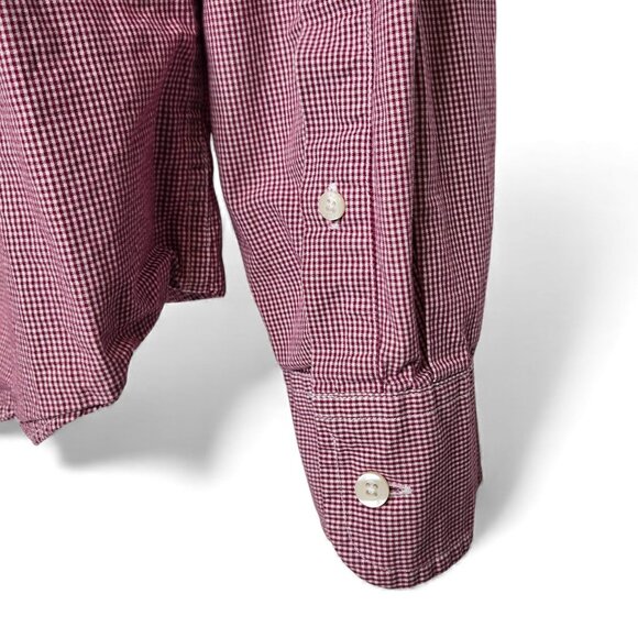 J. Crew Micro Check Plaid Button Down Shirt Red White Preppy Office XL - Picture 3 of 6